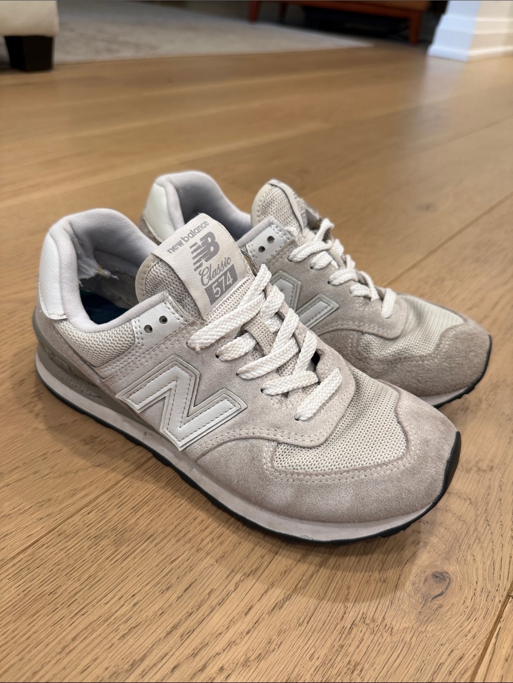 New Balance 574 Classic Sneaker in Light Gray and White